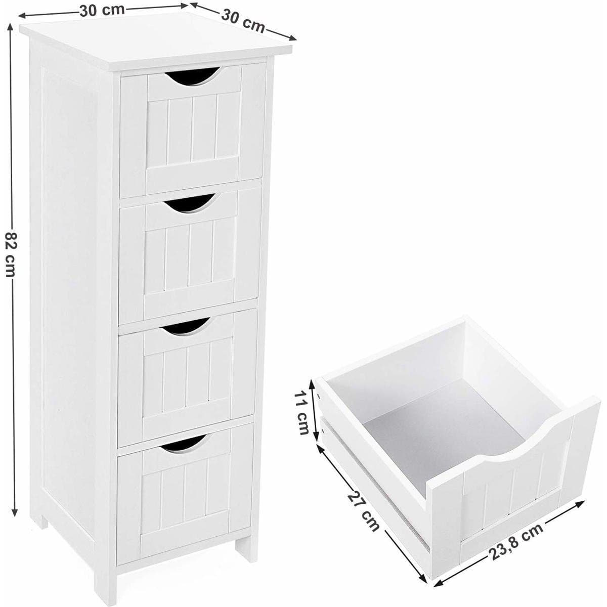 Nancy's Bathroom Furniture - Narrow Cabinet - Freestanding Bathroom Furniture - Bathroom Cabinet - Chest of Drawers - White