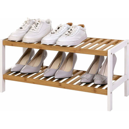 Étagère à chaussures Nancy's - Pour 8 paires de chaussures - Armoire à chaussures en bambou - Étagère de salle de bain multifonctionnelle