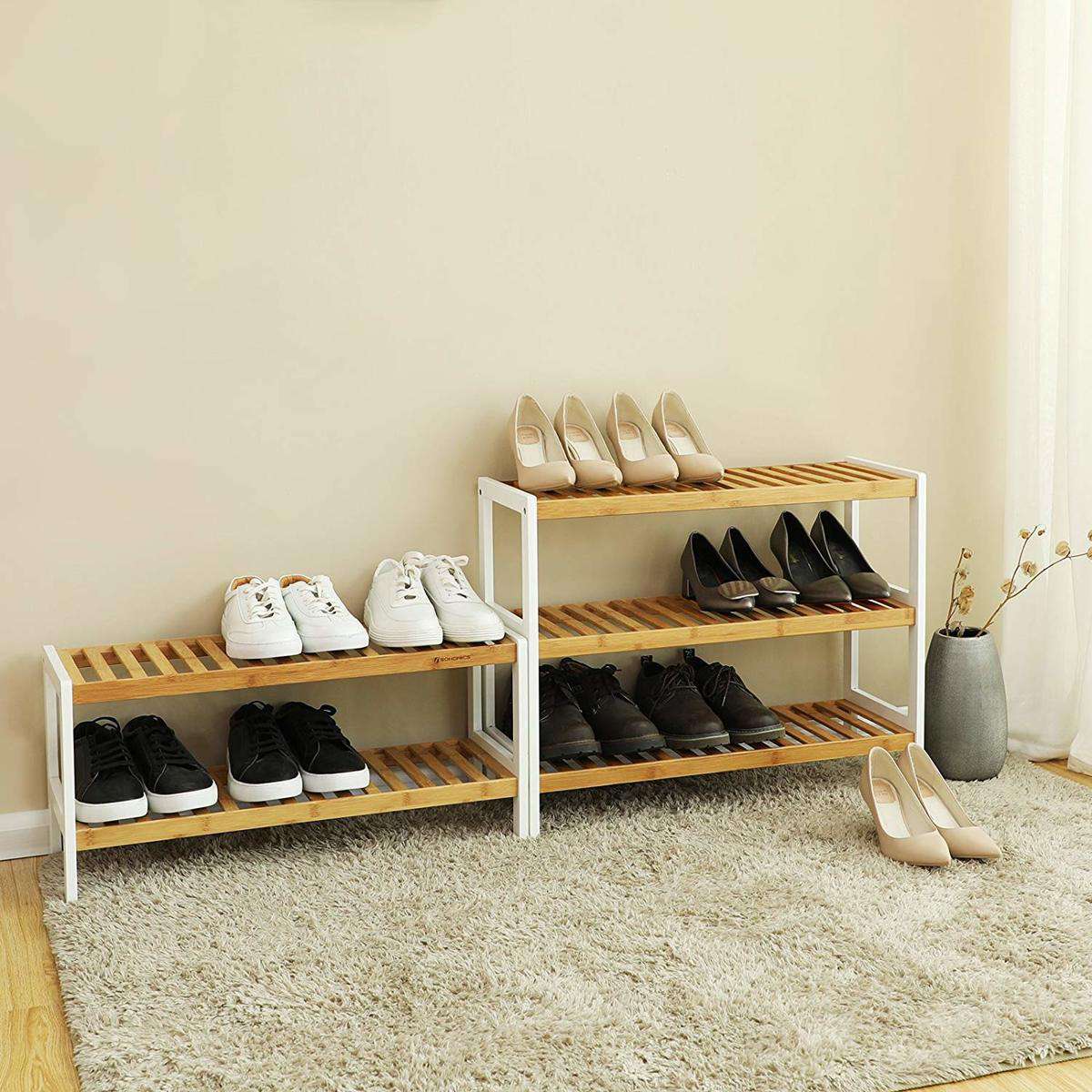 Nancy's Shoe Rack - For 8 Pairs of Shoes - Bamboo Shoe Cabinet - Multifunctional Bathroom Rack