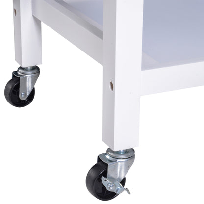 Nancy's Zanesville Keukentrolley - Serveerwagen - 2 Lades - Op Wieltjes - 4 Opbergvakken - 88.5 x 40 x 86 cm - Wit - Bruin