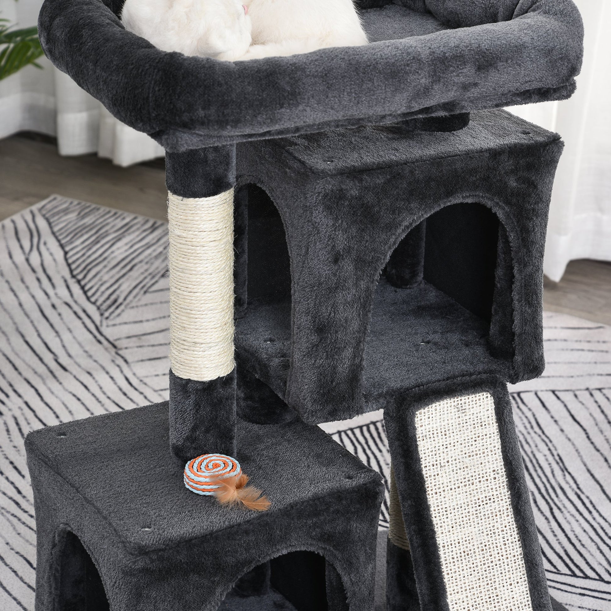 Nancy's Santa Barbara Krabpaal - Kattenbed - Speelboom - Klimgrot - Pluche - Donkergrijs