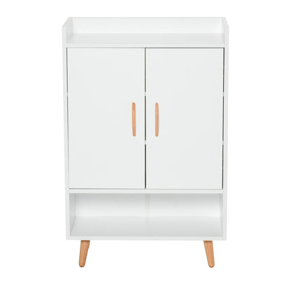 Nancy's Tillamook Schoenenkast - Deuren - Schoenenrek - Planken - Opbergvak - 60 x 30 x 92 - Wit - Bruin