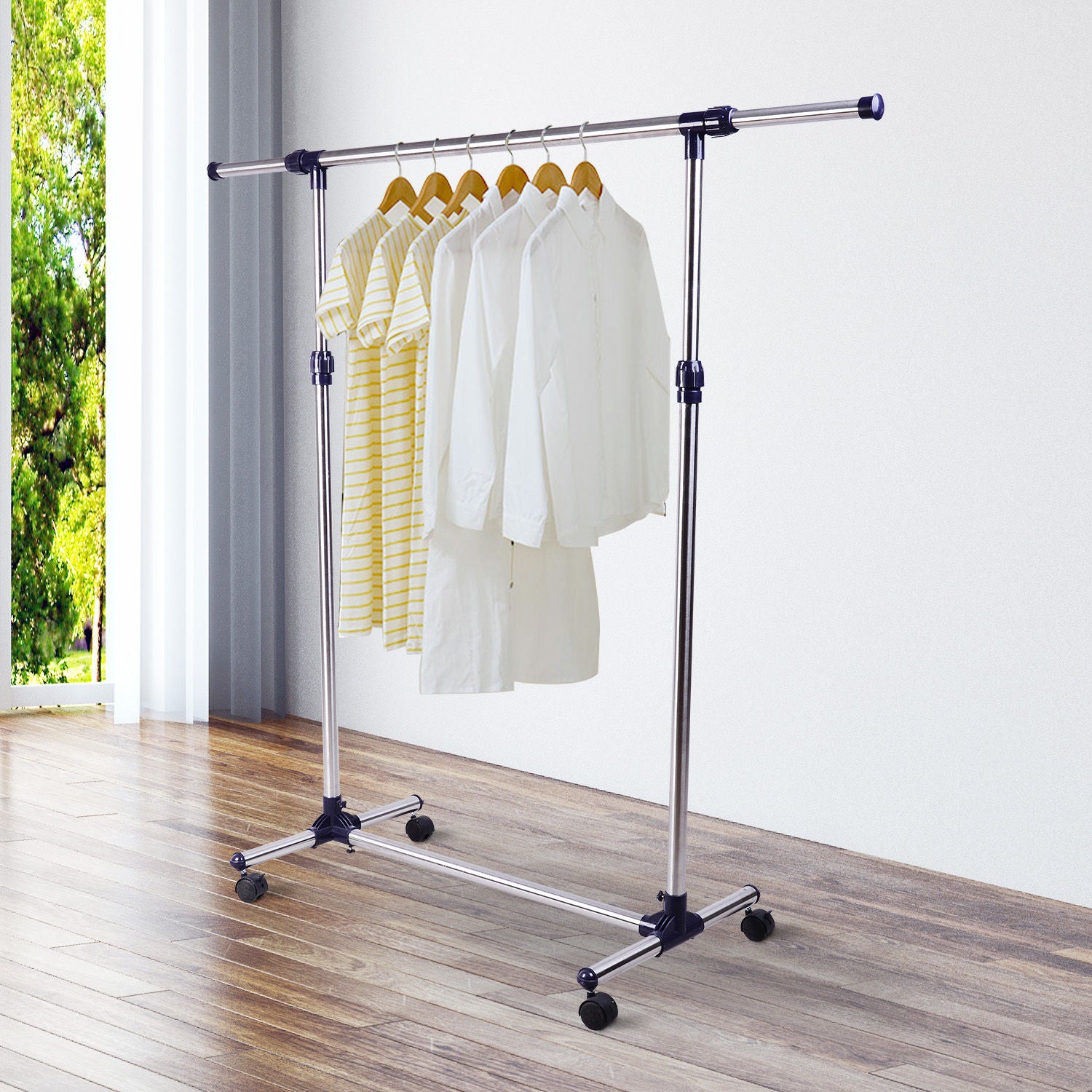 Nancy's Muskegon Wardrobe rack - Coat rack - Stainless steel - Height adjustable - Rollable - Silver - Plastic 