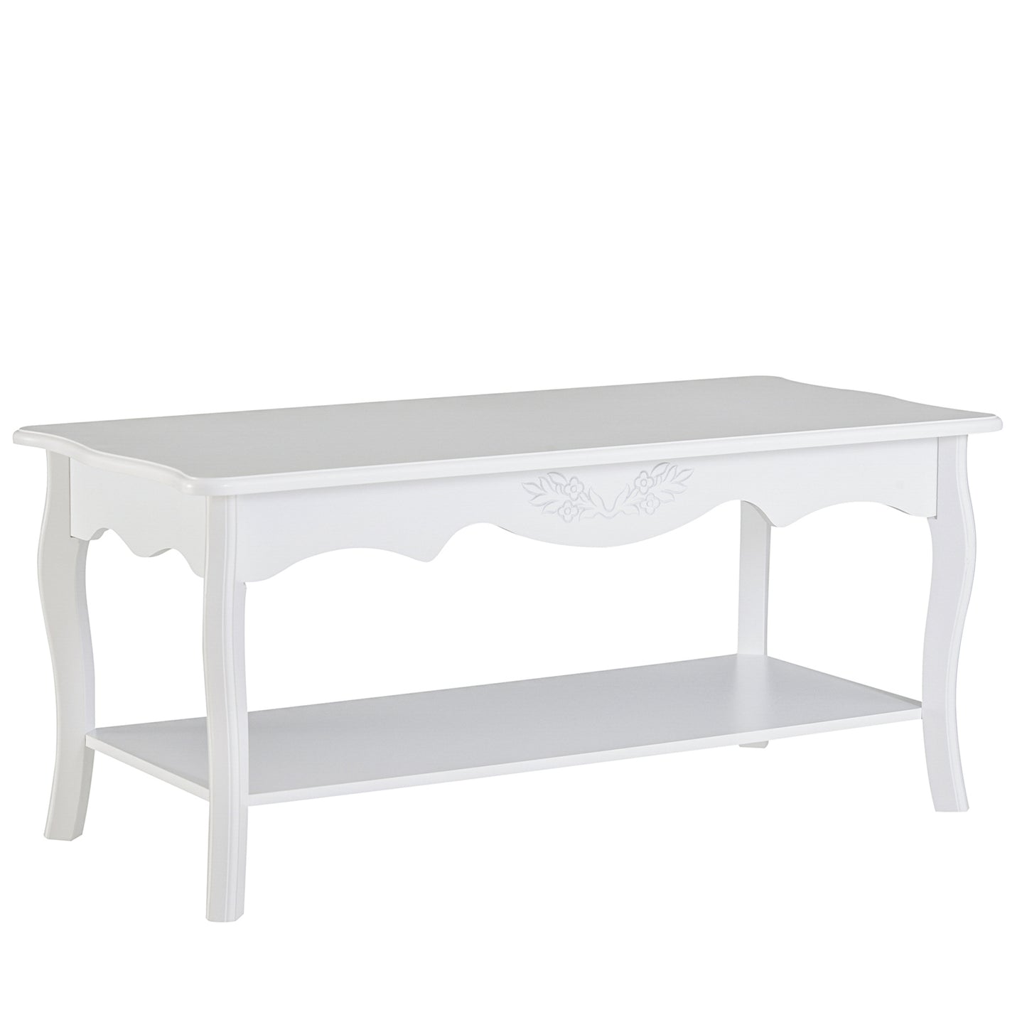 Nancy's Kendall Salontafel - Koffietafel - Bijzettafel - Opbergruimte - Hout - Wit - Rechthoekig - 94 x 44 x 43 cm