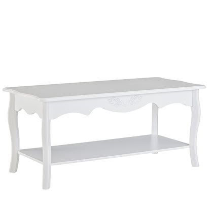 Nancy's Kendall Salontafel - Koffietafel - Bijzettafel - Opbergruimte - Hout - Wit - Rechthoekig - 94 x 44 x 43 cm