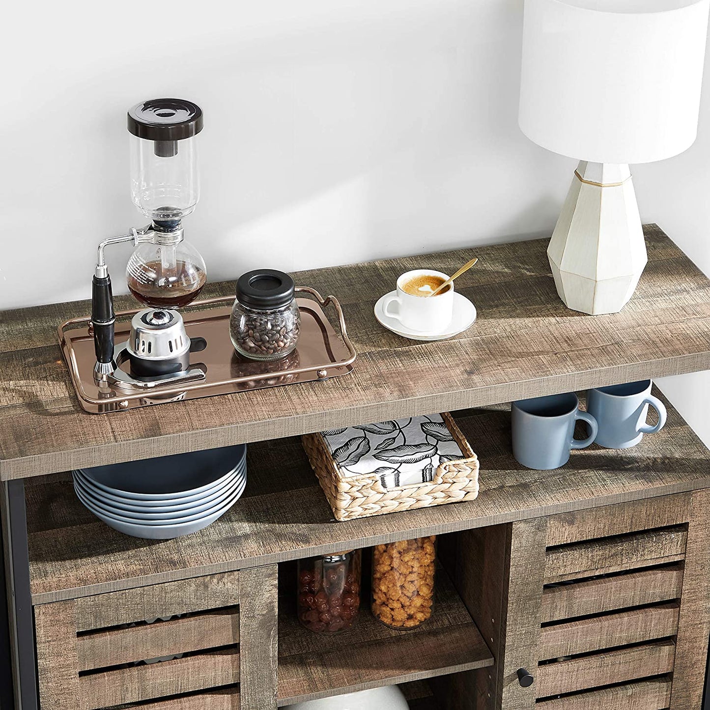 Nancy's Plymouth Industrial Side Cabinet - Chest of Drawers - Storage Cabinet - Dresser - Cabinet with 4 Shelves and 2 Doors - 100 x 35 x 80 cm