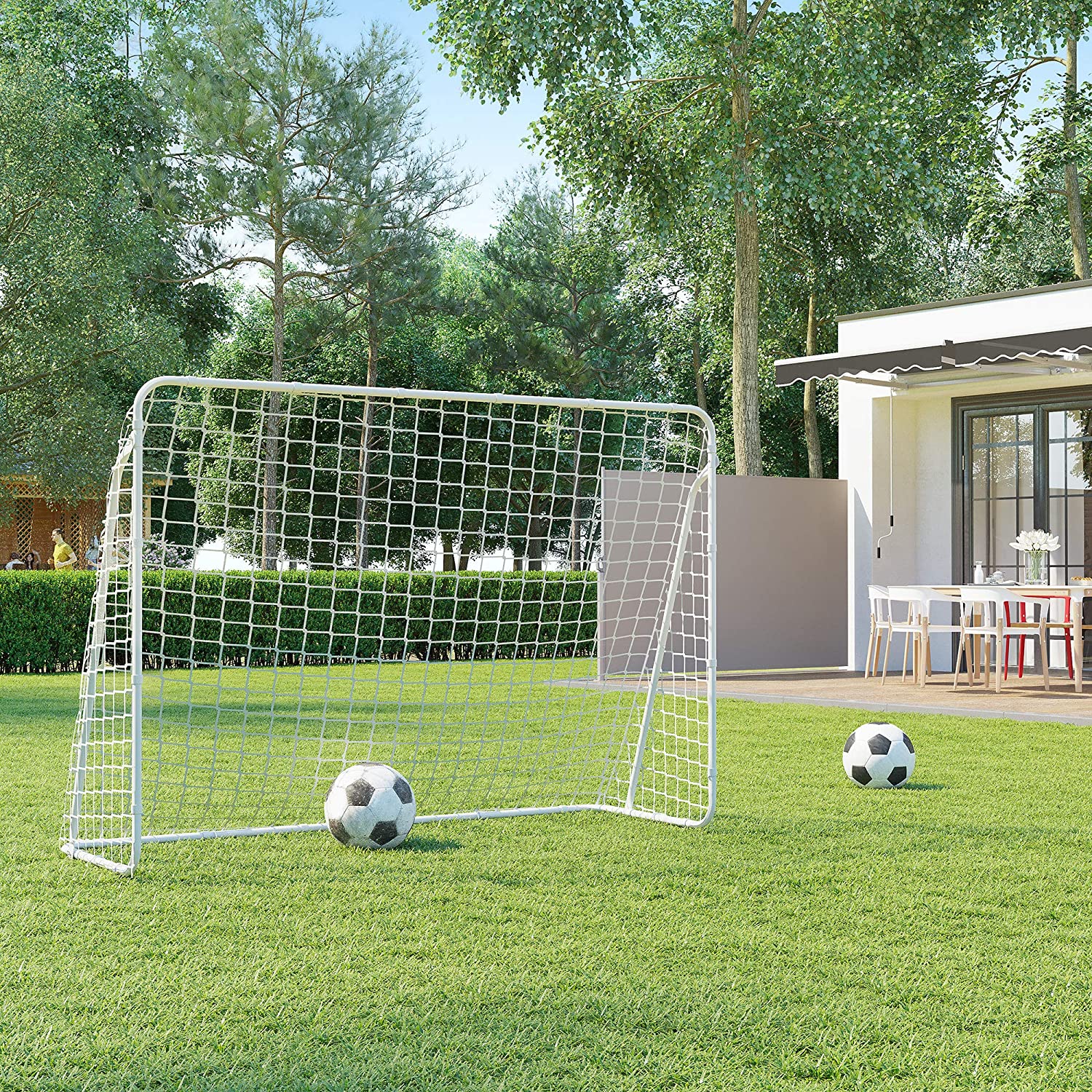 Nancy's Flyline Lake voetbaldoel - IJzer - Makkelijk op en afbouwen - Wit - 215 x 76 x 150 cm