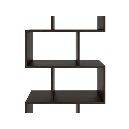 Nancy's Bexley Boekenkast - Open Kast - 6 Vakken - Bewerkt Hout - MDF - Zwart - Bruin - 70 x 23.5 x 190.5 cm