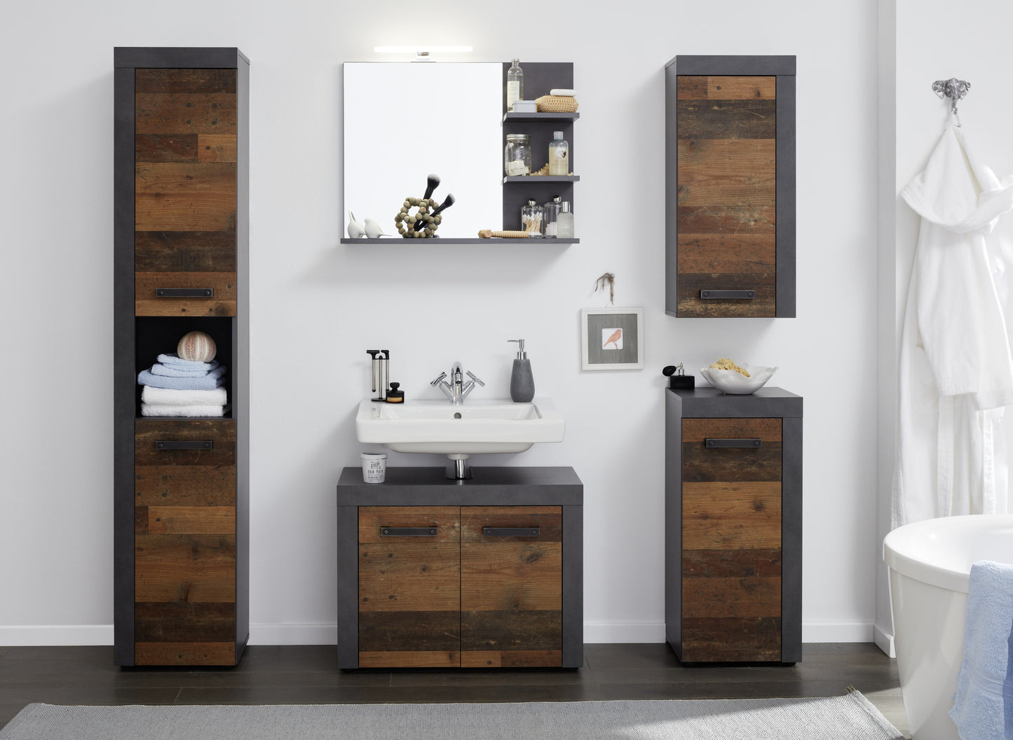 Nancy's Chicalote Bathroom Cabinet - Storage Cabinet - Brown and Gray - 33 x 79 x 23 cm