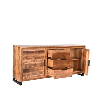 Nancy's Dressoir Glasgow - Kasten - Design - Dressoirs - Mangohout - Rough - 190 x 45 x 85 cm