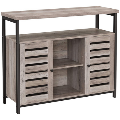 Nancy's Plymouth Industriële Bijzetkast - Commode Kasten - Opberkast - Dressoir - Kast met 4 Planken en 2 Deuren - 100 x 35 x 80 cm