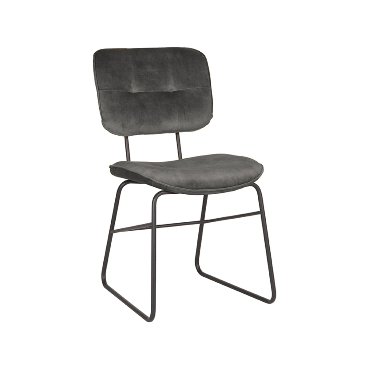 LABEL51 Eetkamerstoel Dez - Set van 2 - Stoel - Eetkamer - Keukenstoel - Eetkamerstoelen - Industrieel - Velours - Antraciet - 49 x 60 x 87 cm