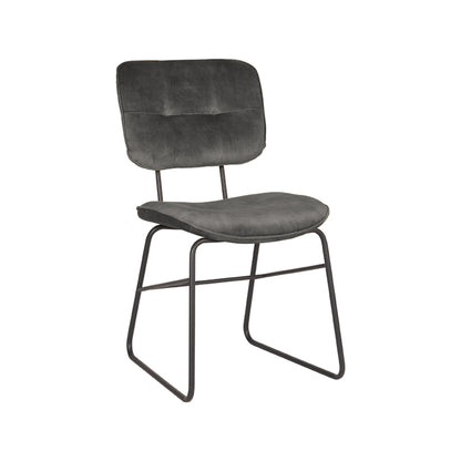 LABEL51 Eetkamerstoel Dez - Set van 2 - Stoel - Eetkamer - Keukenstoel - Eetkamerstoelen - Industrieel - Velours - Antraciet - 49 x 60 x 87 cm