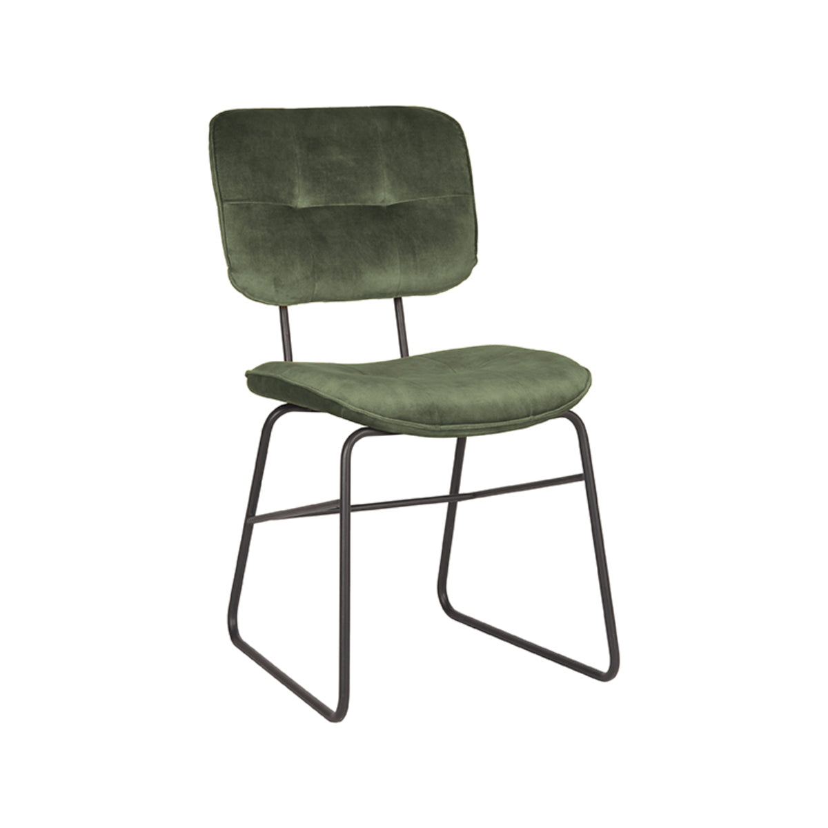 LABEL51 Eetkamerstoel Dez - Set van 2 - Stoel - Eetkamer - Keukenstoel - Eetkamerstoelen - Industrieel - Velours - Hunter - 49 x 60 x 87 cm