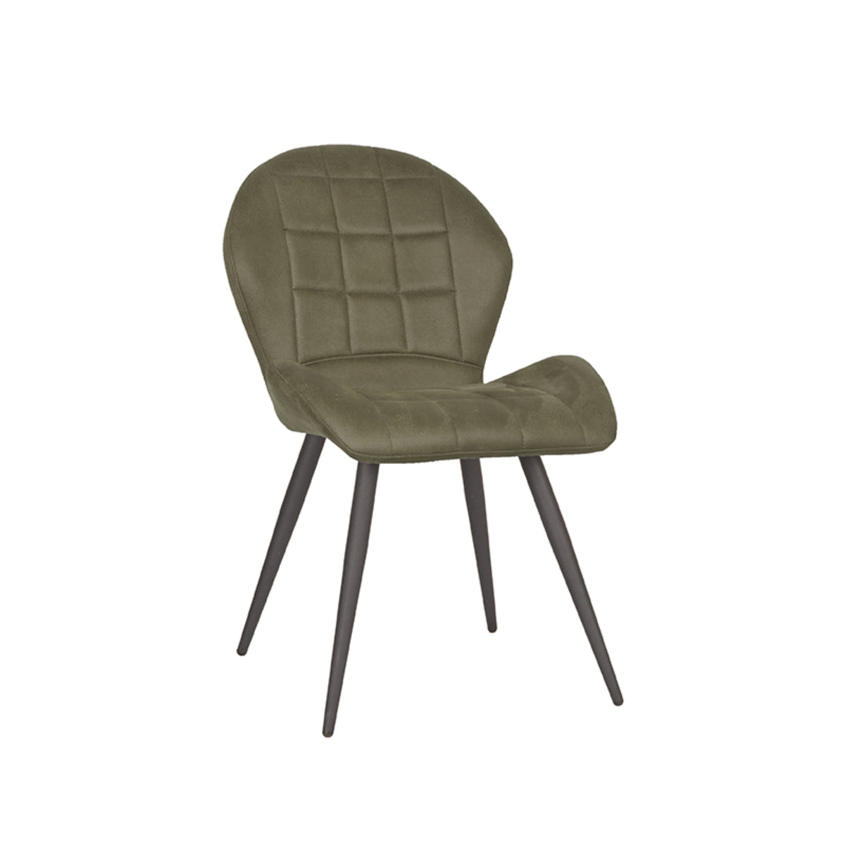 Nancy's Eetkamerstoel Sil - Stof - Stoel - Eetkamerstoelen - Army green - 51 x 87 x 64 cm