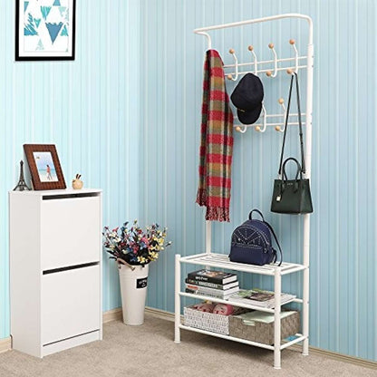 Nancy's Garderoberek Met Kapstok - Garderoberek Met Schoenenrek 187 x 68,8 x 35,2 cm - Halkast - Nancy HomeStore