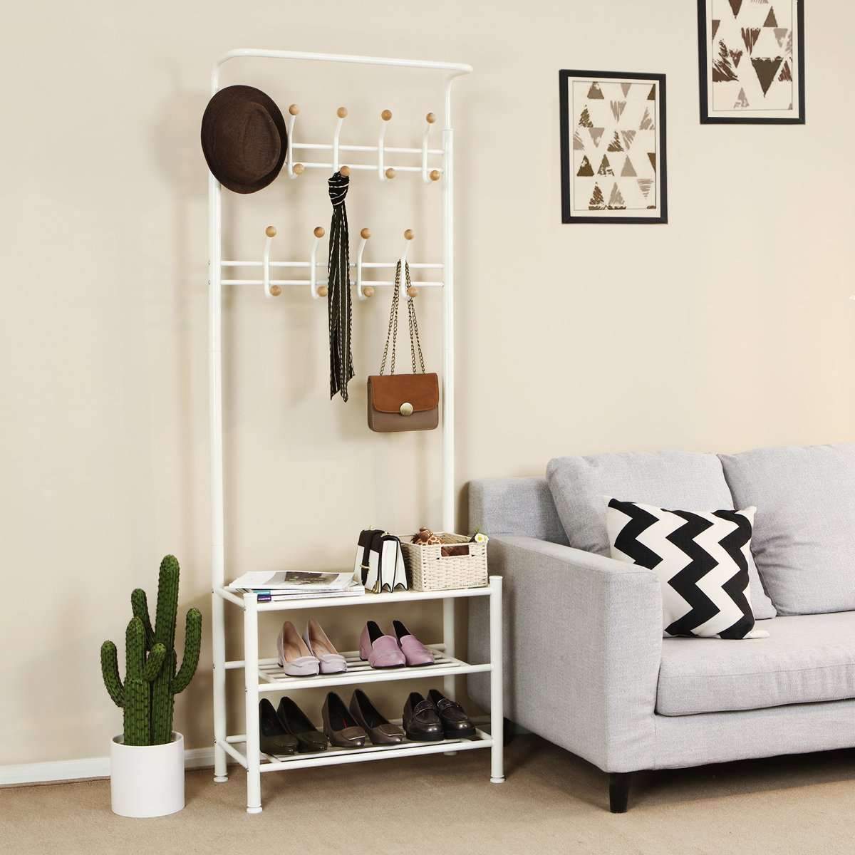 Nancy's Garderoberek Met Kapstok - Garderoberek Met Schoenenrek 187 x 68,8 x 35,2 cm - Halkast - Nancy HomeStore