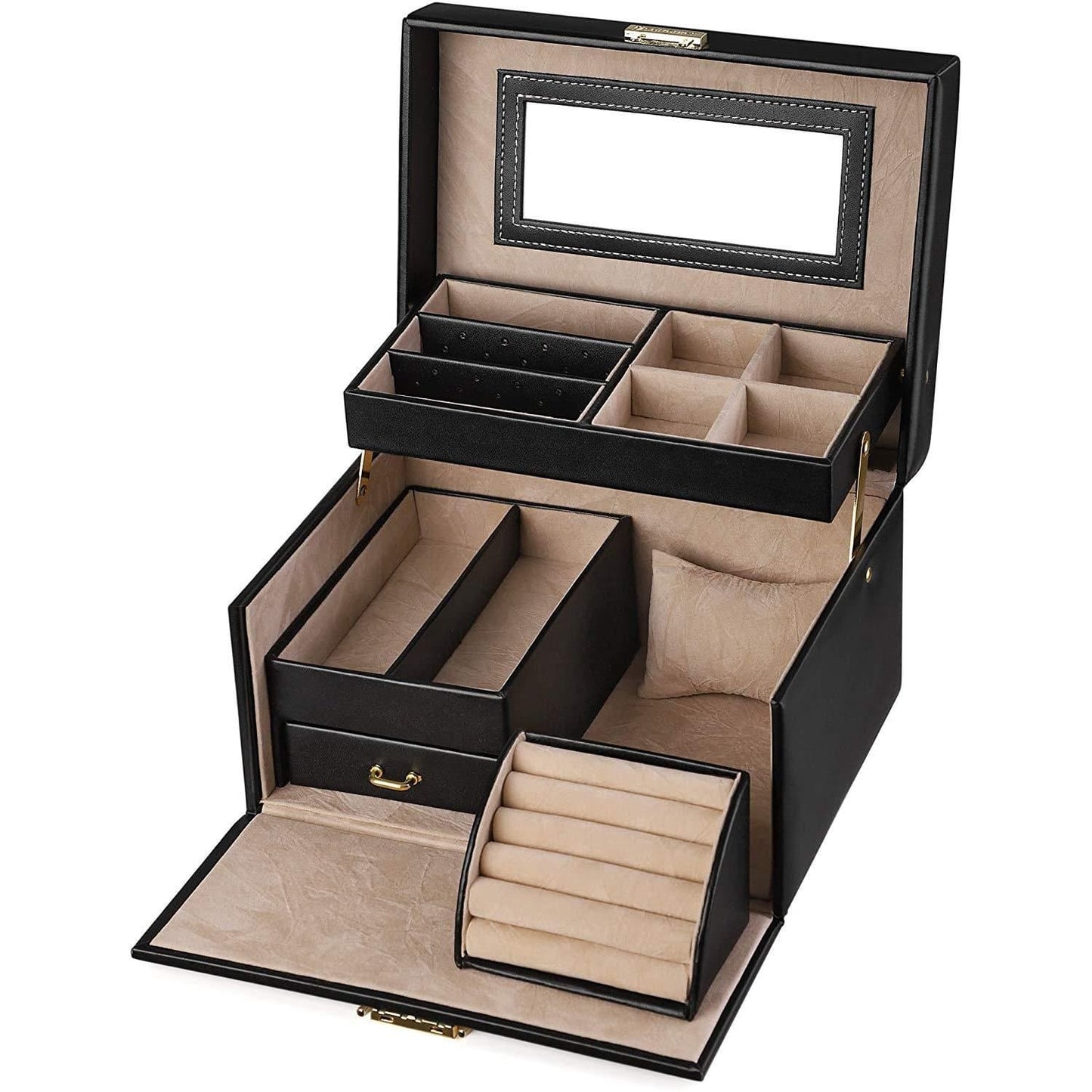 Nancy's Jewelry Box Persey - Organisateur de bijoux - Boîtes à bijoux - Faux cuir - Noir