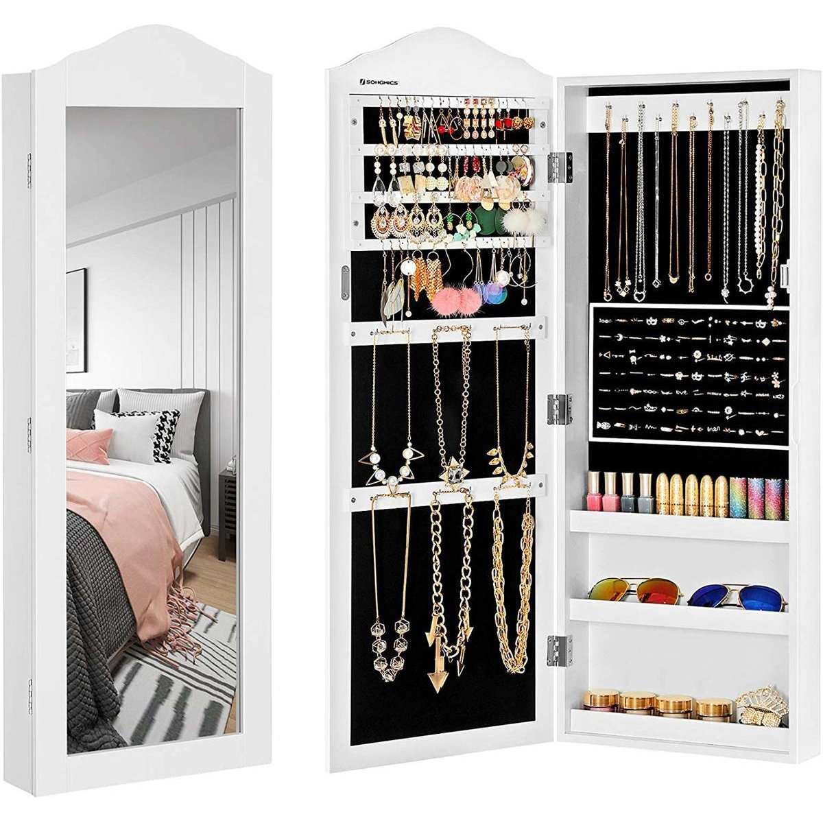 Armoire à bijoux Nancy's Granada Hills avec miroir - Fermeture magnétique - Boîte à bijoux - Rangement pour bijoux