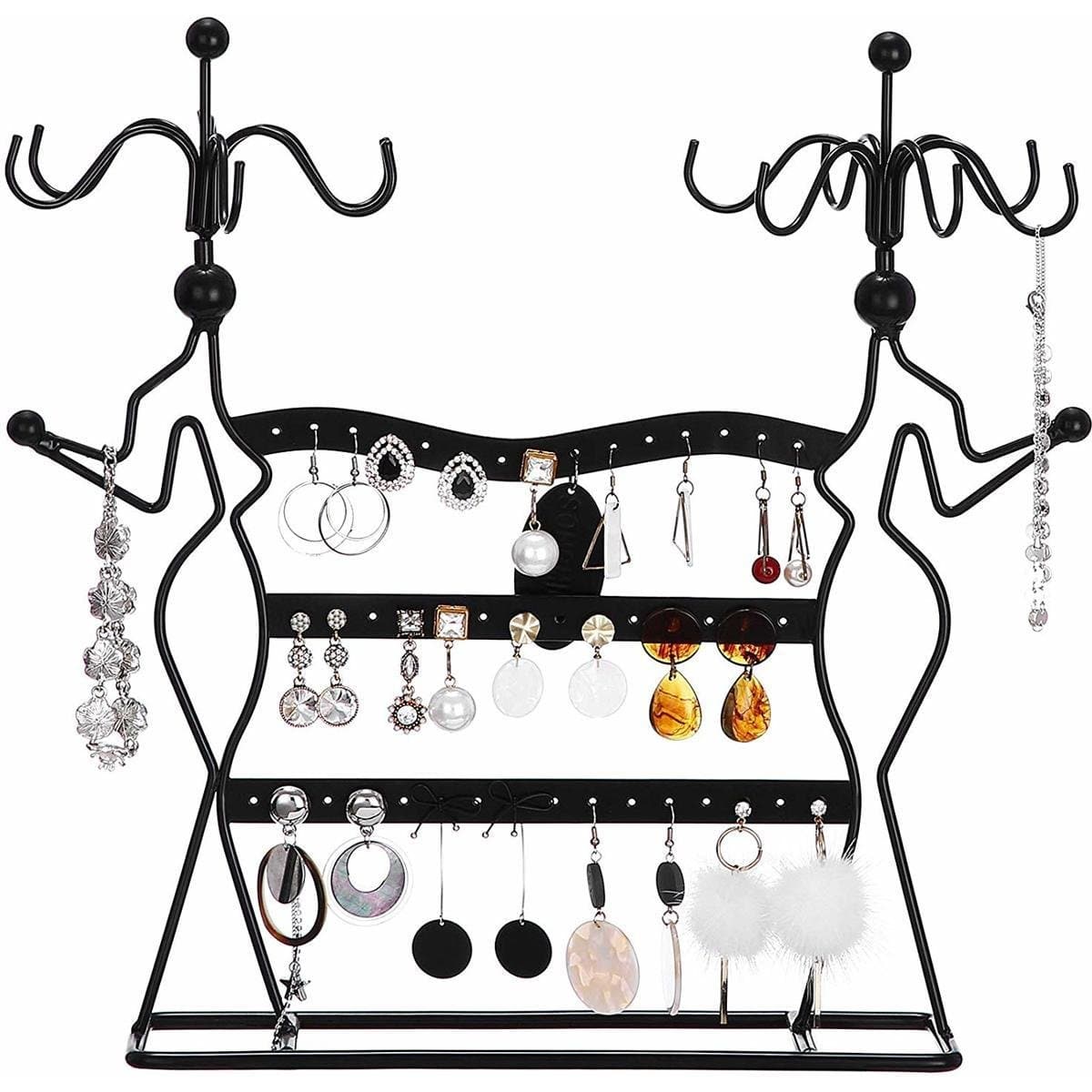Porte-bijoux Nancy - Support boucles d'oreilles en métal - 2 femmes - 34,5 x 12,5 x 34 cm