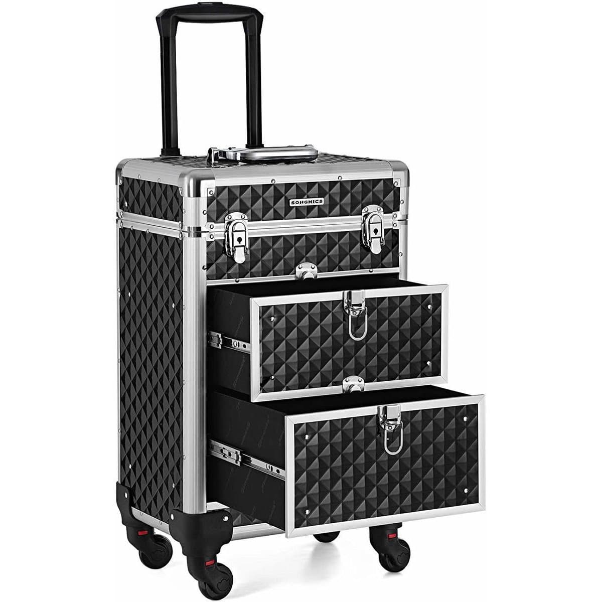 Nancy's Cosmetica Koffer - Make-up koffer - Sieraden Opberger op Wielen - Make Up Trolley - Zwart