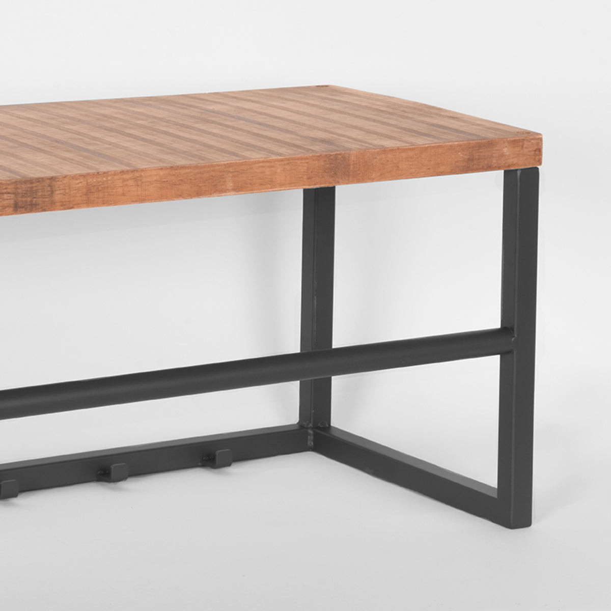 Nancy's Kapstok Swing - Muurkapstop met haken - Ophanghaken - Kapstokken - Industrieel - Mangohout - Burned Steel - 80 x 30 x 30 cm