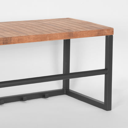 Nancy's Kapstok Swing - Muurkapstop met haken - Ophanghaken - Kapstokken - Industrieel - Mangohout - Burned Steel - 80 x 30 x 30 cm