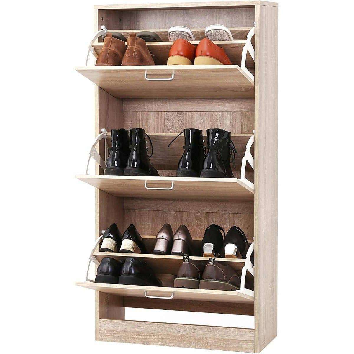 Nancy's Eiken Houten Schoenenkast - Schoenenrek – Schoenenkasten Voor 18 Paar Schoenen - Nancy HomeStore