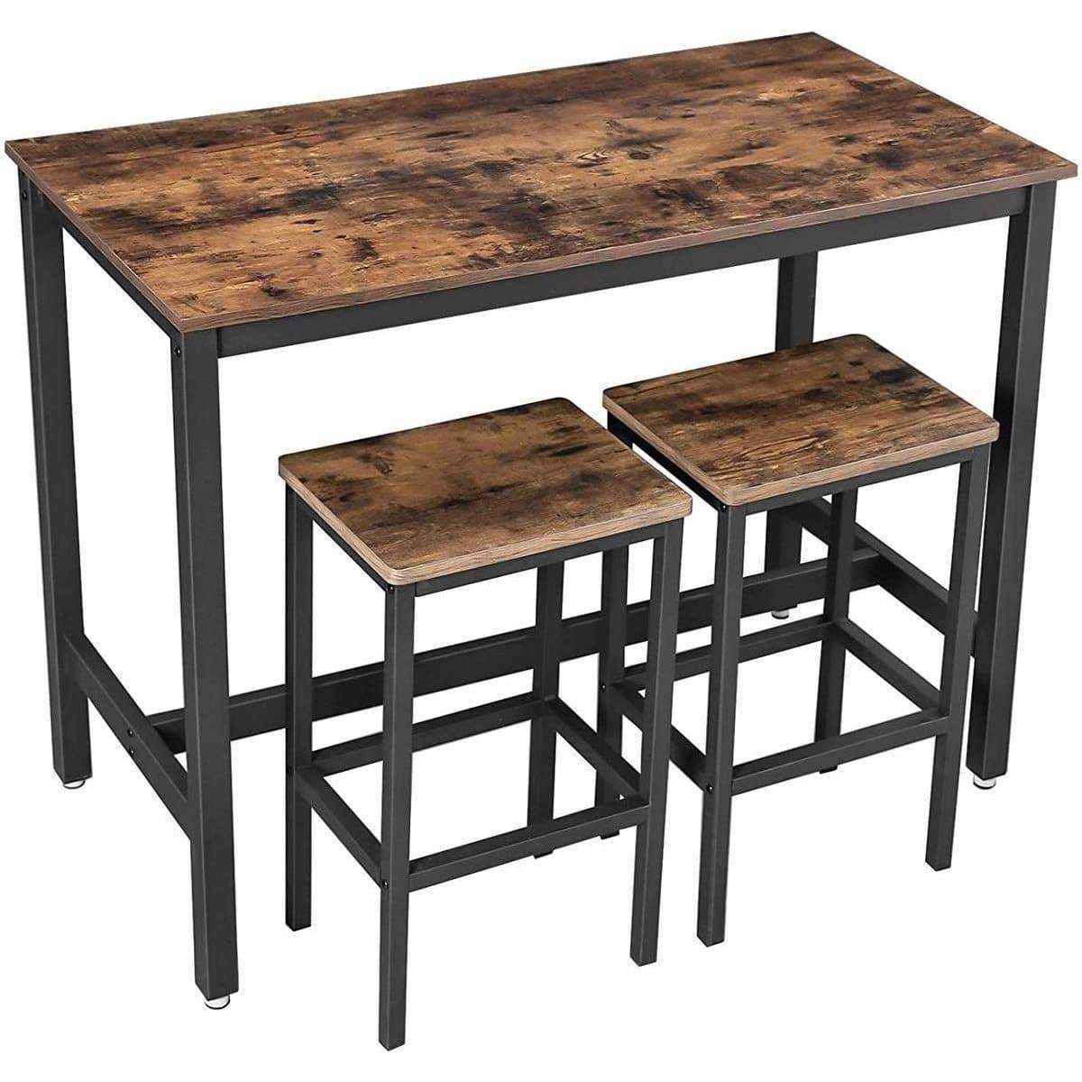 Nancy's Clifton Bar table with Bar chairs - Bar tables Wood - Bar stools - Industrial Brown - 120 x 60 x 90 cm