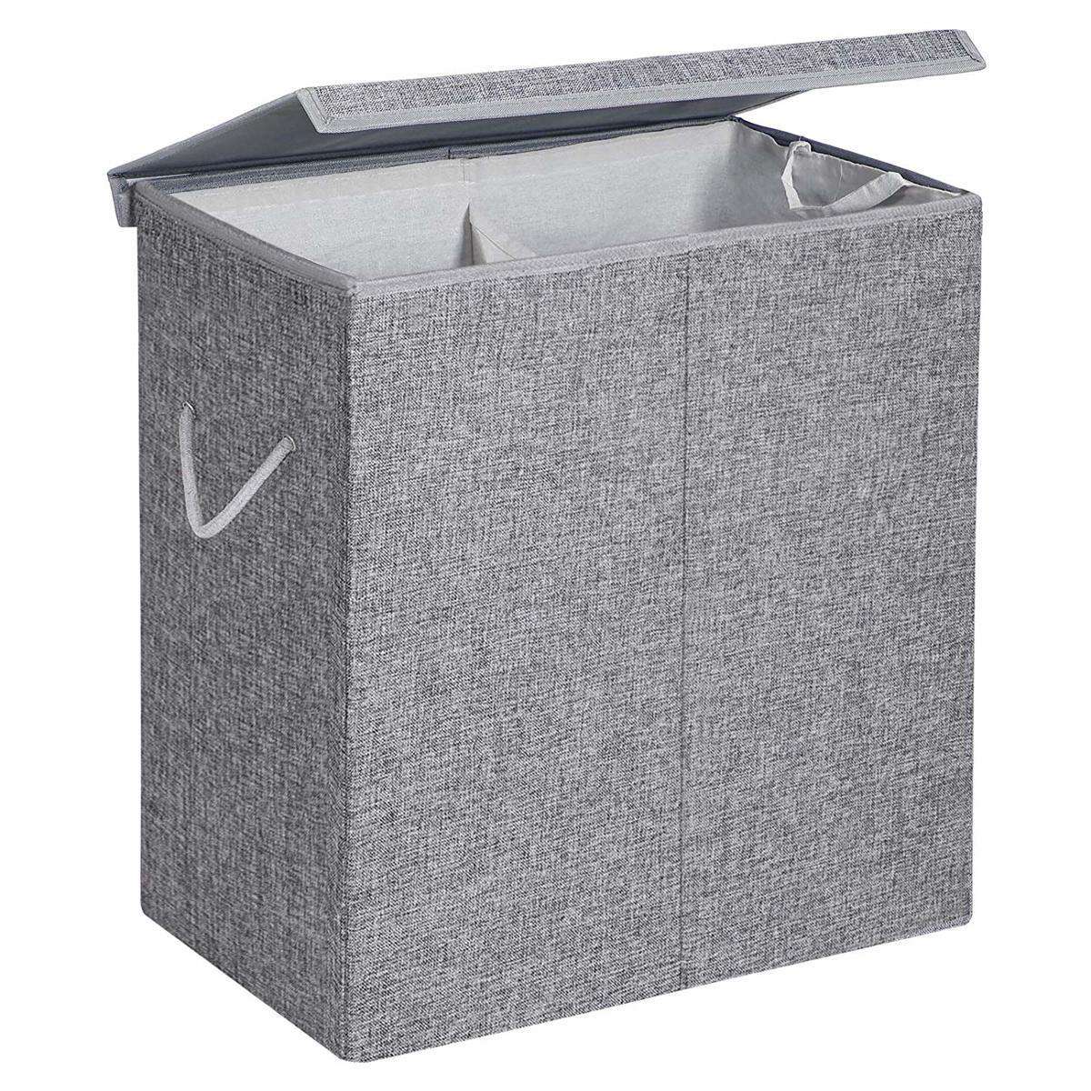 Panier à linge Nancy's Gris 142L - Paniers à linge avec couvercle - Paniers à linge - 60 x 36 x 66 cm (L x H x P)