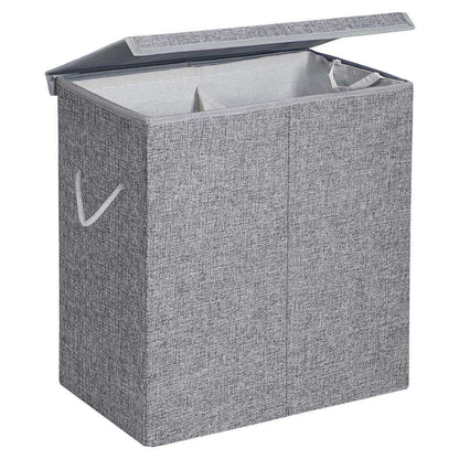 Panier à linge Nancy's Gris 142L - Paniers à linge avec couvercle - Paniers à linge - 60 x 36 x 66 cm (L x H x P)
