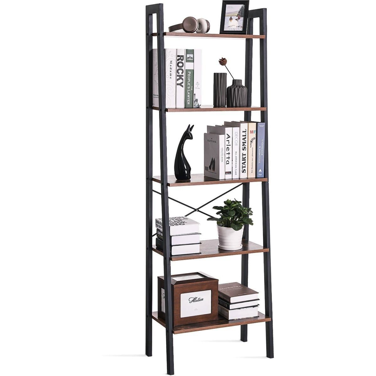 Nancy's Boekenkast Industrieel - Boekenstandaard - Ladderkast 5 Laags 56 x 34 x 172 cm - Nancy HomeStore