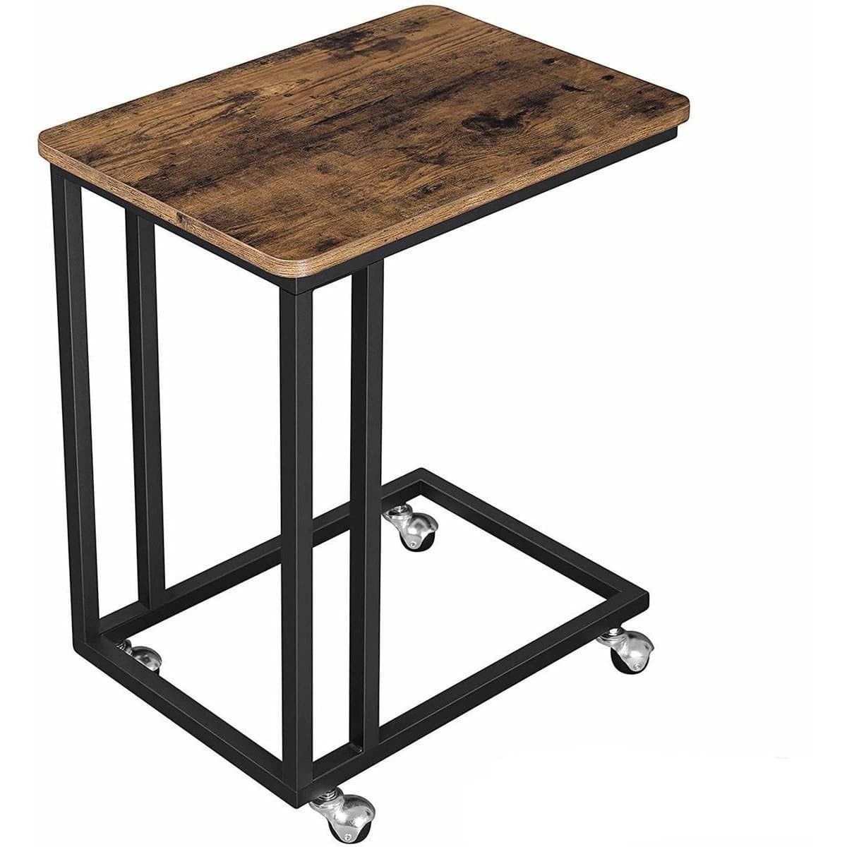 Nancy's Norfolk Bijzettafel op wielen - Industrieel - Bruin / Zwart - Staal - 50 x 35 x 55 cm