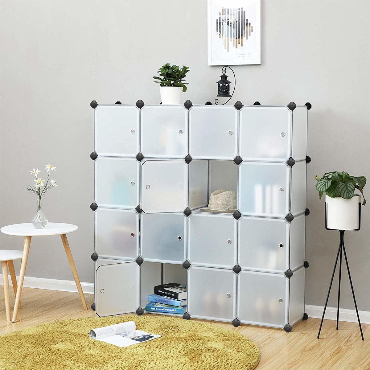Armoire de rangement Nancy - Armoire à étagères transparente - Armoire cube 153 x 31 x 153 cm