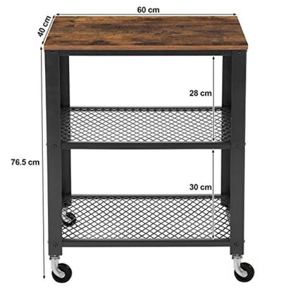 Nancy's Keukentrolley - Keukenwagen - Bijzettafels - Industrieel - 60 x 76,5 x 40 cm