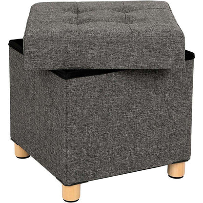 Nancy's Small Hocker - Seating Chair With Storage Spaces - Stool With Storage - Pouf - Gray