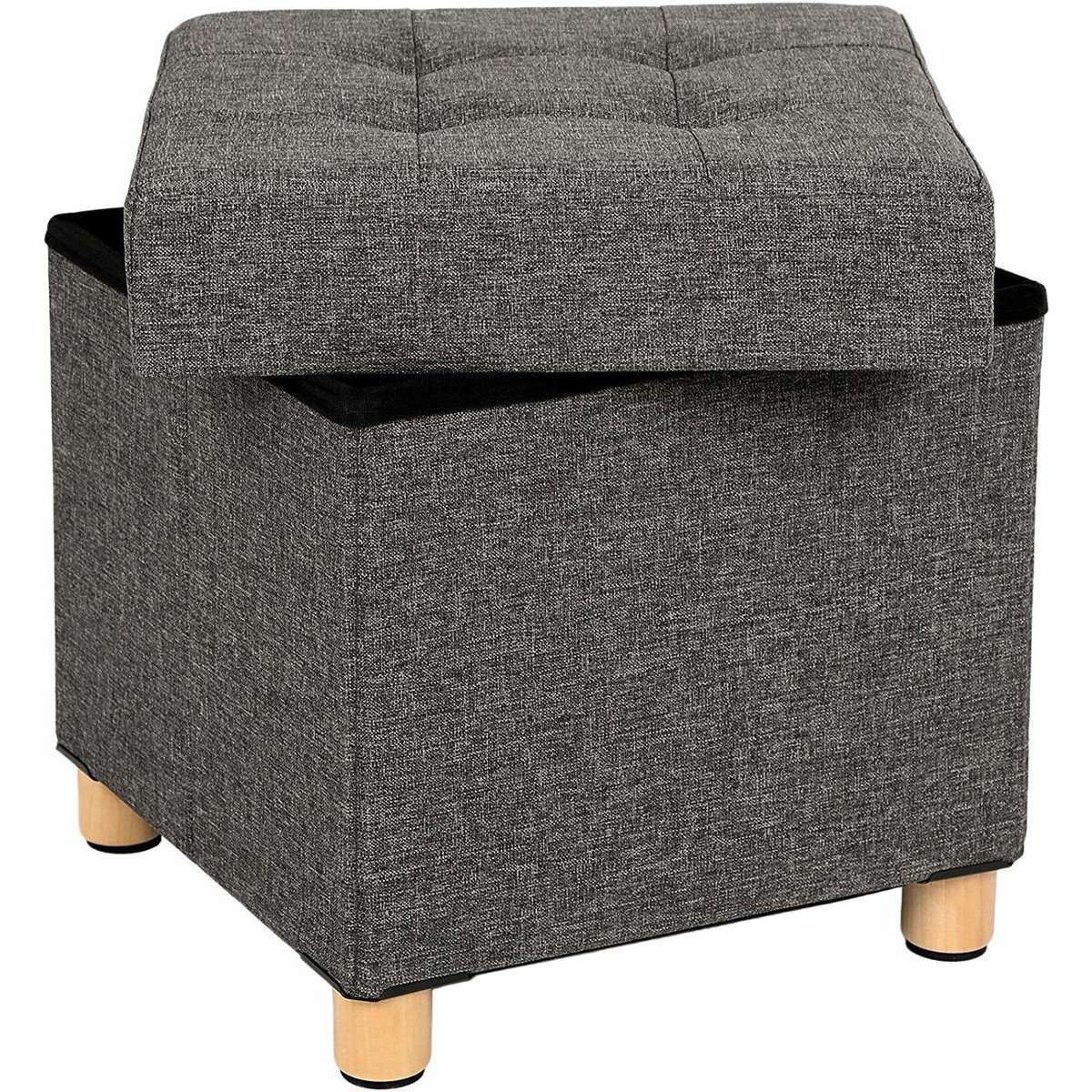 Nancy's Small Hocker - Chaise avec espaces de rangement - Tabouret avec rangement - Pouf - Gris