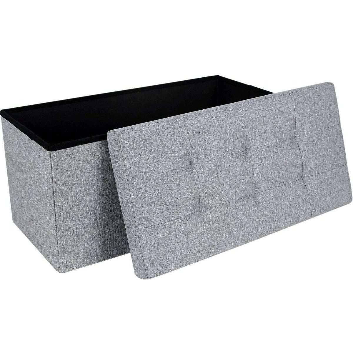 Nancy's Gray Hocker - Linen Sofa With Storage - Storage Bench 76 x 37.5 x 37.5 CM
