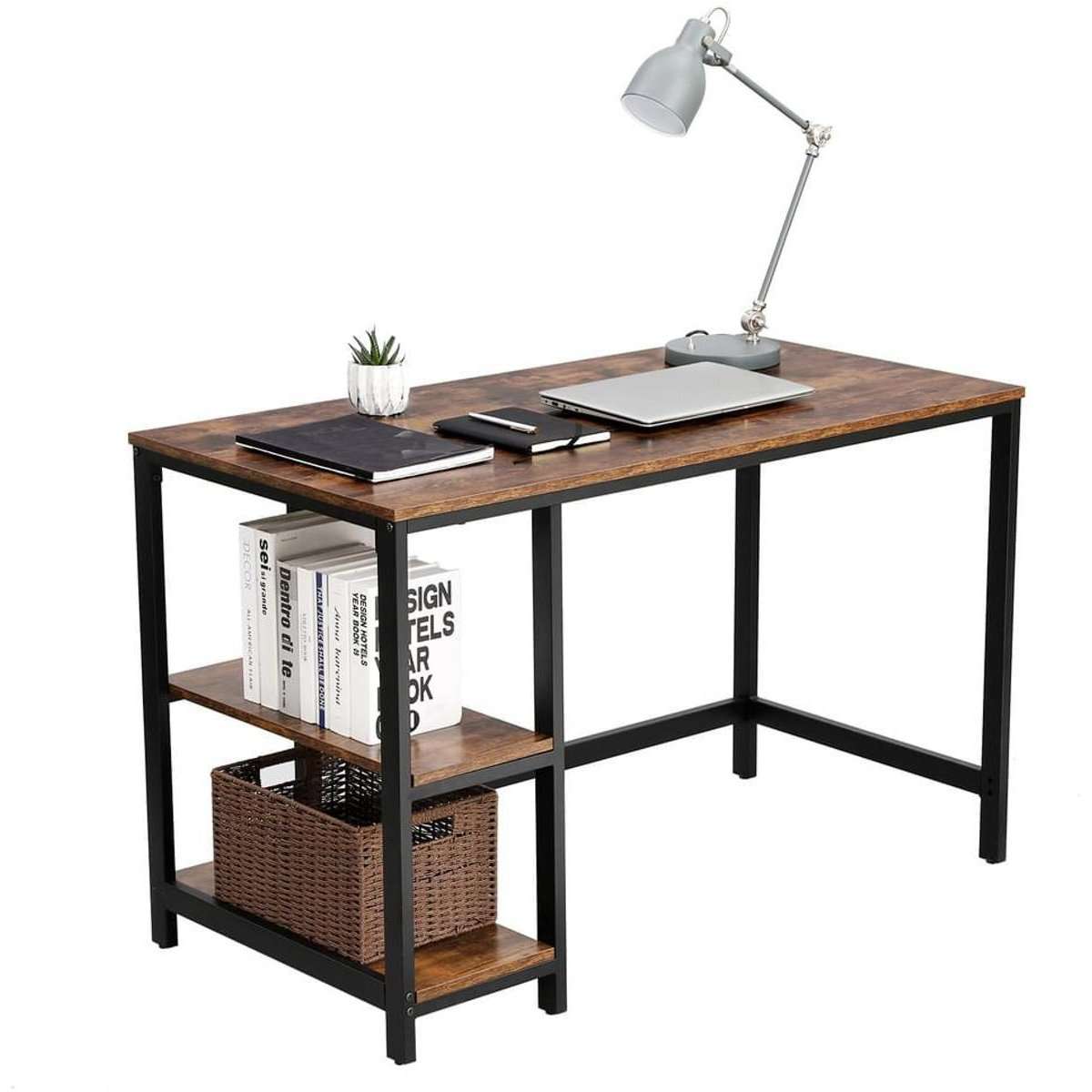 Nancy's Rockefeller Center Bureau - Computertafel - Laptoptafel - Kantoortafel - Bruin / Zwart - 60 x 120 x 75 cm