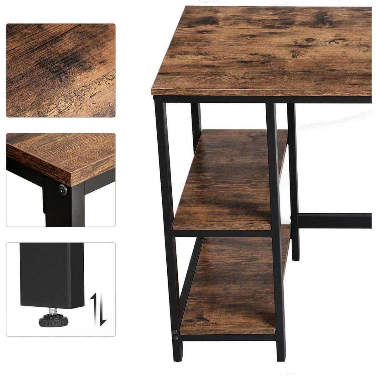 Nancy's Rockefeller Center Bureau - Computertafel - Laptoptafel - Kantoortafel - Bruin / Zwart - 60 x 120 x 75 cm