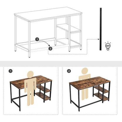 Nancy's Rockefeller Center Bureau - Computertafel - Laptoptafel - Kantoortafel - Bruin / Zwart - 60 x 120 x 75 cm