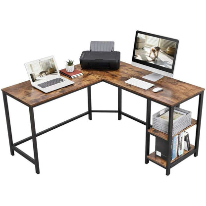 Nancy's Lenox Hill Hoekbureau - Bureau - Computertafel - Bruin / Zwart - ± 140 x 140 x 75 cm