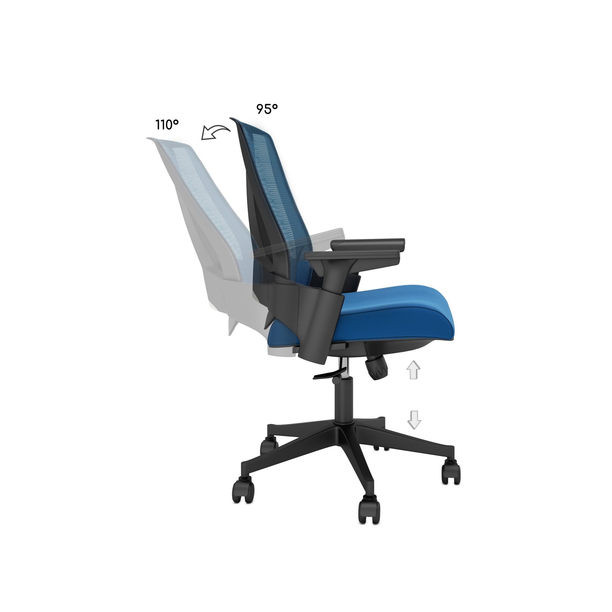 Nancy's Seymour Bureaustoel - Kantoorstoel - Kantelbare Rugleuning - Ergonomisch - Mesh - Blauw - Zwart - 63 x 69 x 102-112 cm