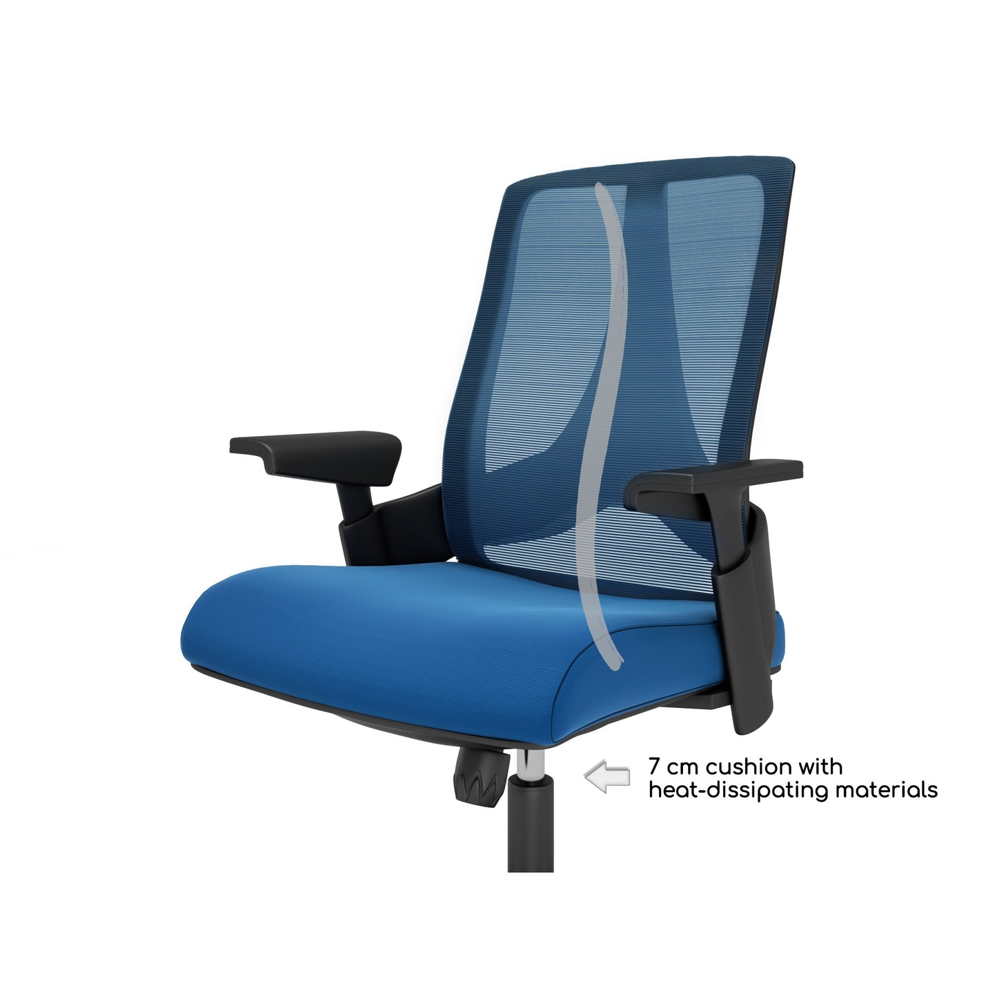 Nancy's Seymour Bureaustoel - Kantoorstoel - Kantelbare Rugleuning - Ergonomisch - Mesh - Blauw - Zwart - 63 x 69 x 102-112 cm