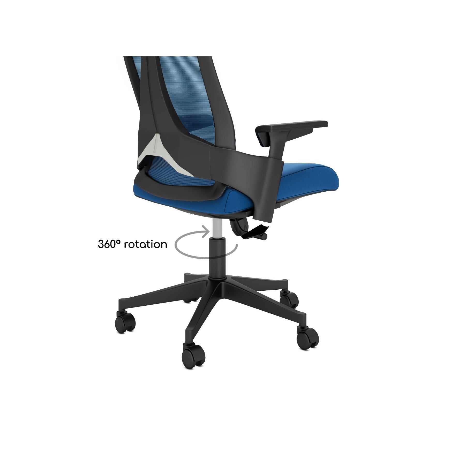 Nancy's Seymour Bureaustoel - Kantoorstoel - Kantelbare Rugleuning - Ergonomisch - Mesh - Blauw - Zwart - 63 x 69 x 102-112 cm