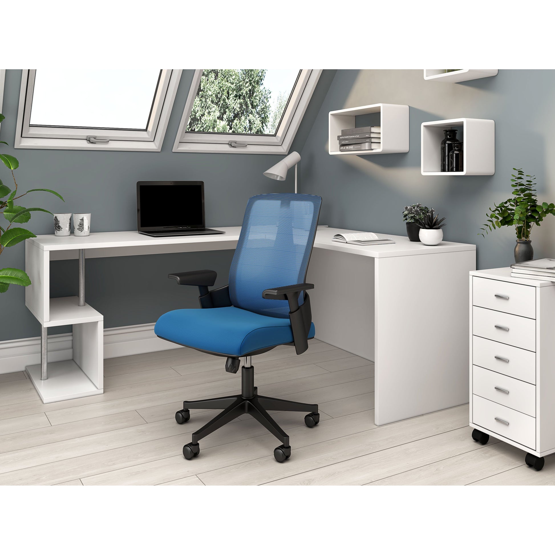 Nancy's Seymour Bureaustoel - Kantoorstoel - Kantelbare Rugleuning - Ergonomisch - Mesh - Blauw - Zwart - 63 x 69 x 102-112 cm