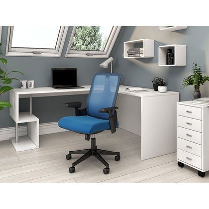 Nancy's Seymour Bureaustoel - Kantoorstoel - Kantelbare Rugleuning - Ergonomisch - Mesh - Blauw - Zwart - 63 x 69 x 102-112 cm