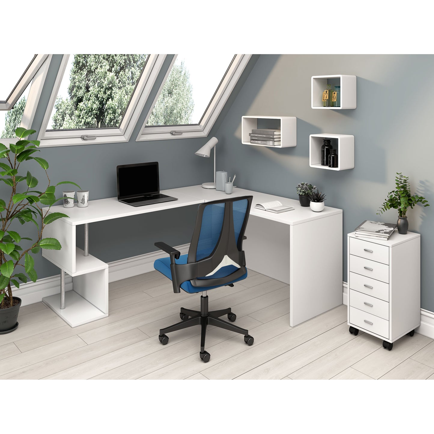 Chaise de bureau Nancy's Seymour - Chaise de bureau - Dossier inclinable - Ergonomique - Maille - Bleu - Noir - 63 x 69 x 102-112 cm