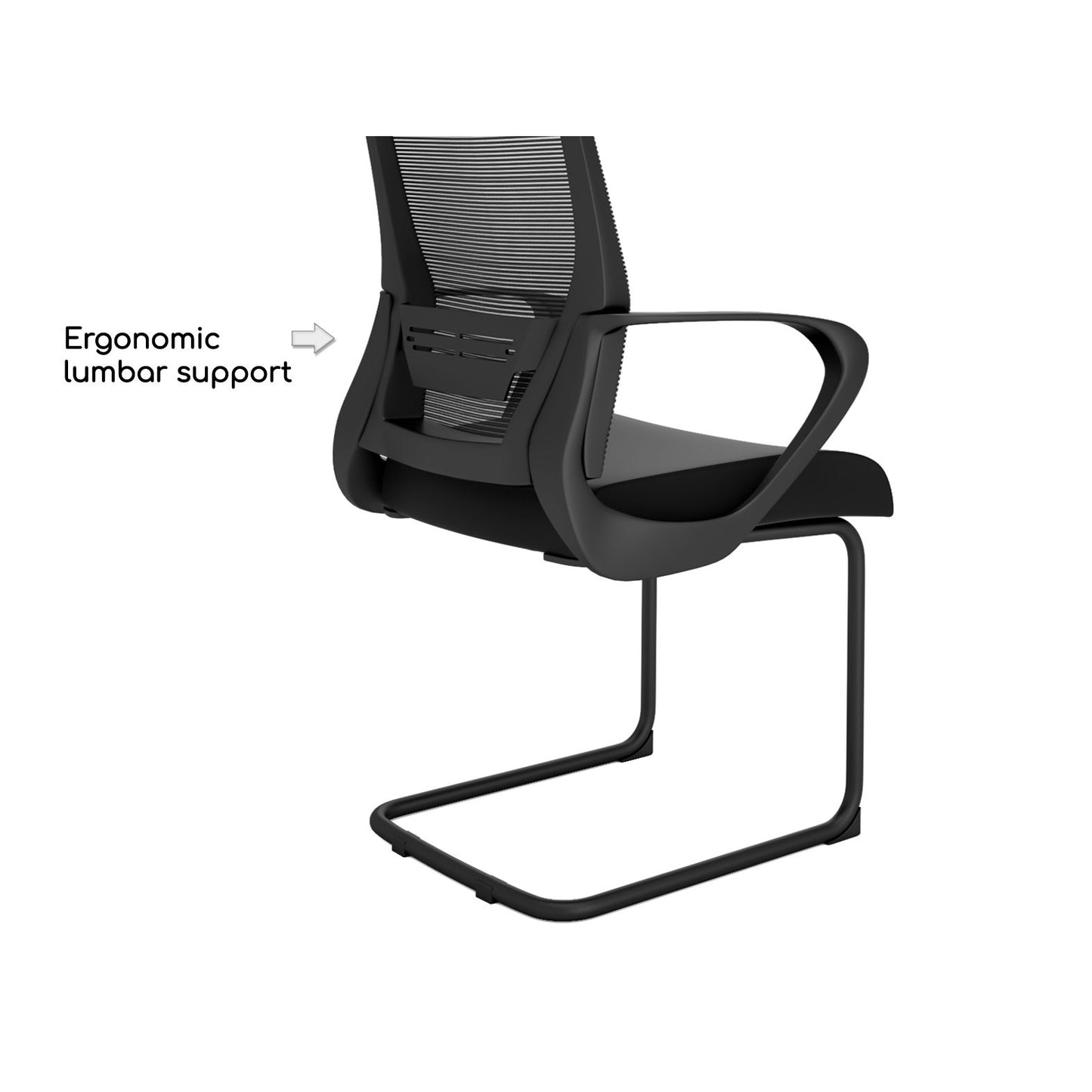 Nancy's Wallingford Office chair - Executive chair - Cantilever chair - Armrests - Lumbar support - Tiltable backrest - Black - Mesh - 60 x 59 x 98-108 cm