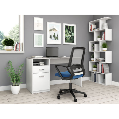 Chaise de bureau Nancy's Watertown - Chaise pivotante - Dossier inclinable - Support lombaire - Accoudoirs - Gris - Noir - Bleu - Maille - Plastique - 63 x 6 x 116-130 cm